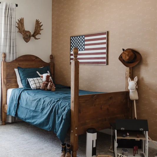 Bennet Wallpaper - Simple House and Deer - by Of Lilies and Fields - Loomwell Home Goods