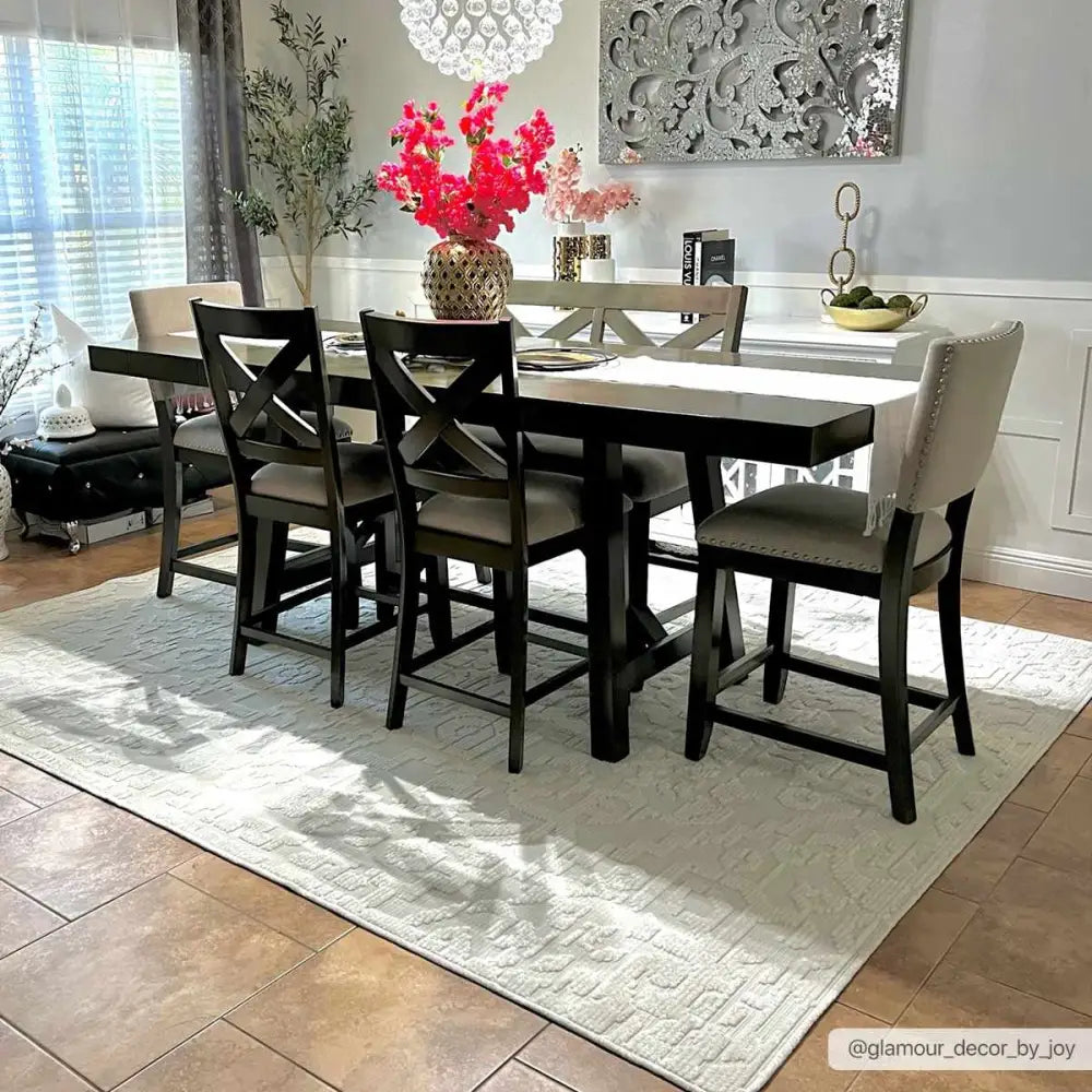 Beren Cream Washable Area Rug - 7’10’’ x 10’1’’ Rectangle - Boutique Rugs