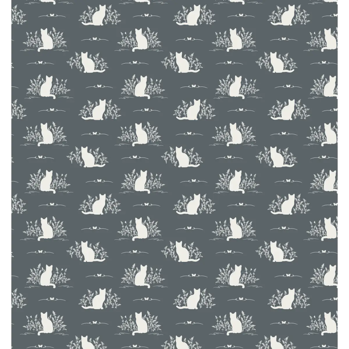 Berlioz Wallpaper - Cats - by Lisee Ree - Sample 1 foot by 1 foot / Blue - Loomwell Home Goods