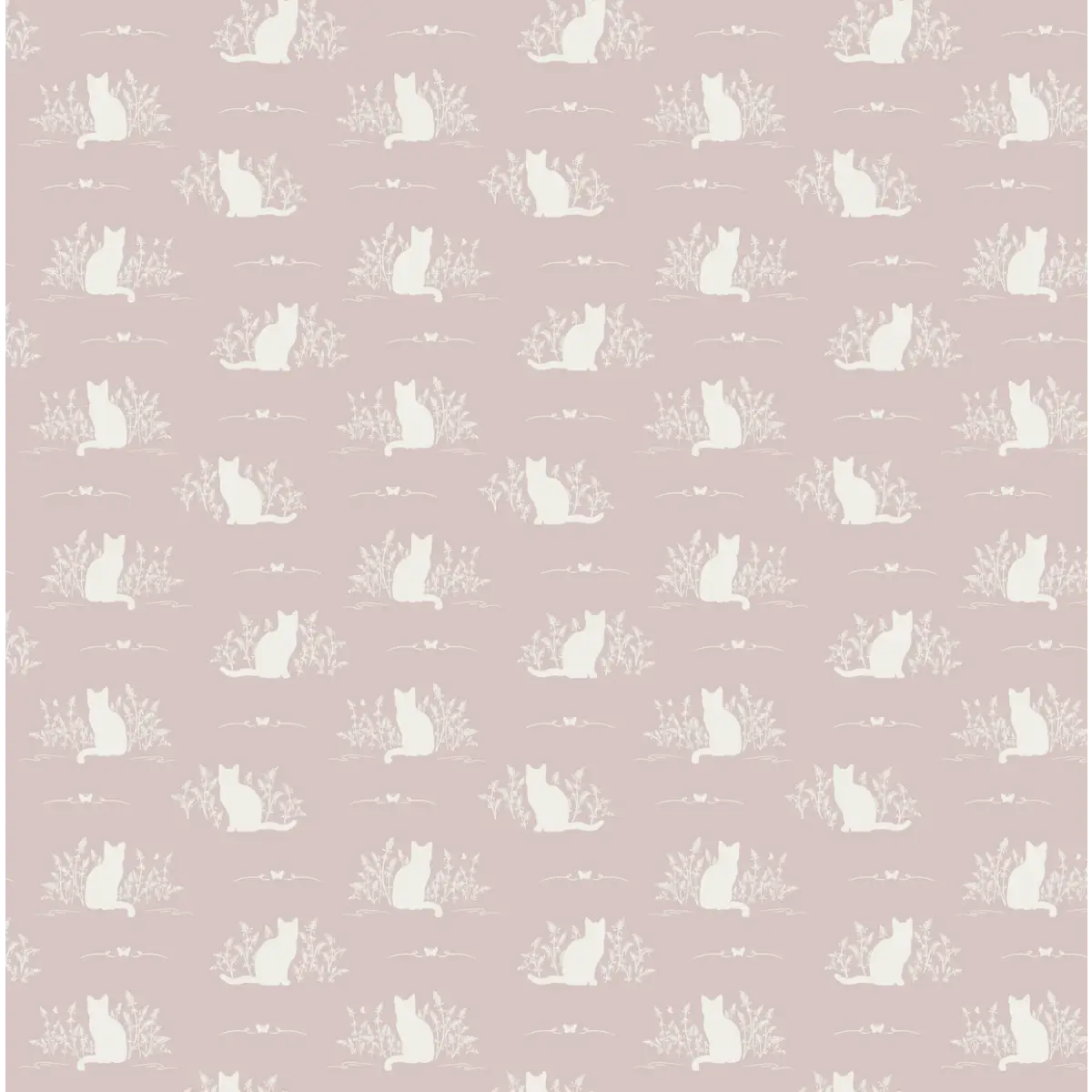 Berlioz Wallpaper - Cats - by Lisee Ree - Sample 1 foot by 1 foot / Blush - Loomwell Home Goods