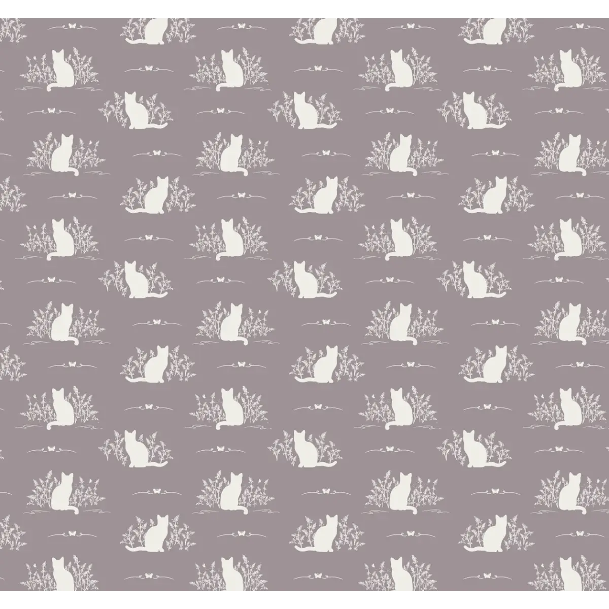 Berlioz Wallpaper - Cats - by Lisee Ree - Sample 1 foot by 1 foot / Lavender - Loomwell Home Goods