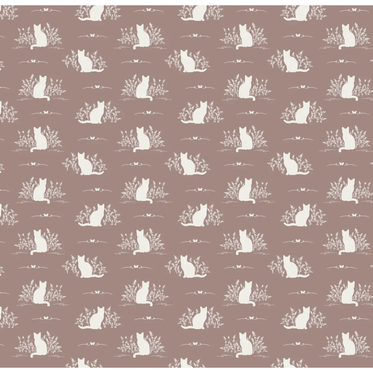 Berlioz Wallpaper - Cats - by Lisee Ree - Sample 1 foot by 1 foot / Mauve - Loomwell Home Goods