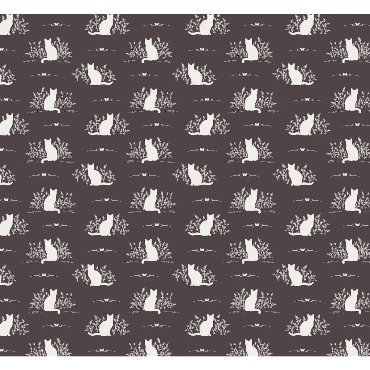 Berlioz Wallpaper - Cats - by Lisee Ree - Sample 1 foot by 1 foot / Plum - Loomwell Home Goods