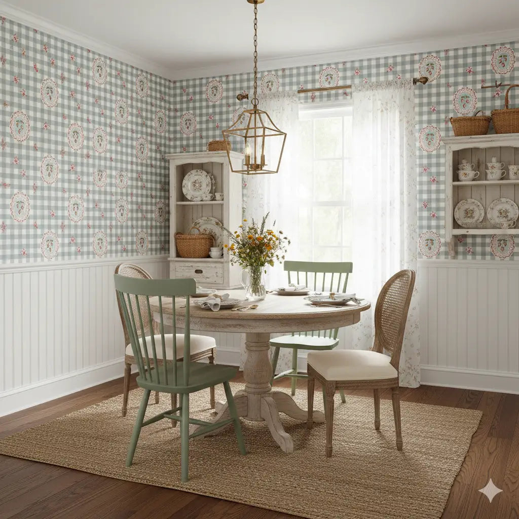Bessie Wallpaper - Cottage Strawberries - by Annalee Beck - Loomwell Home Goods