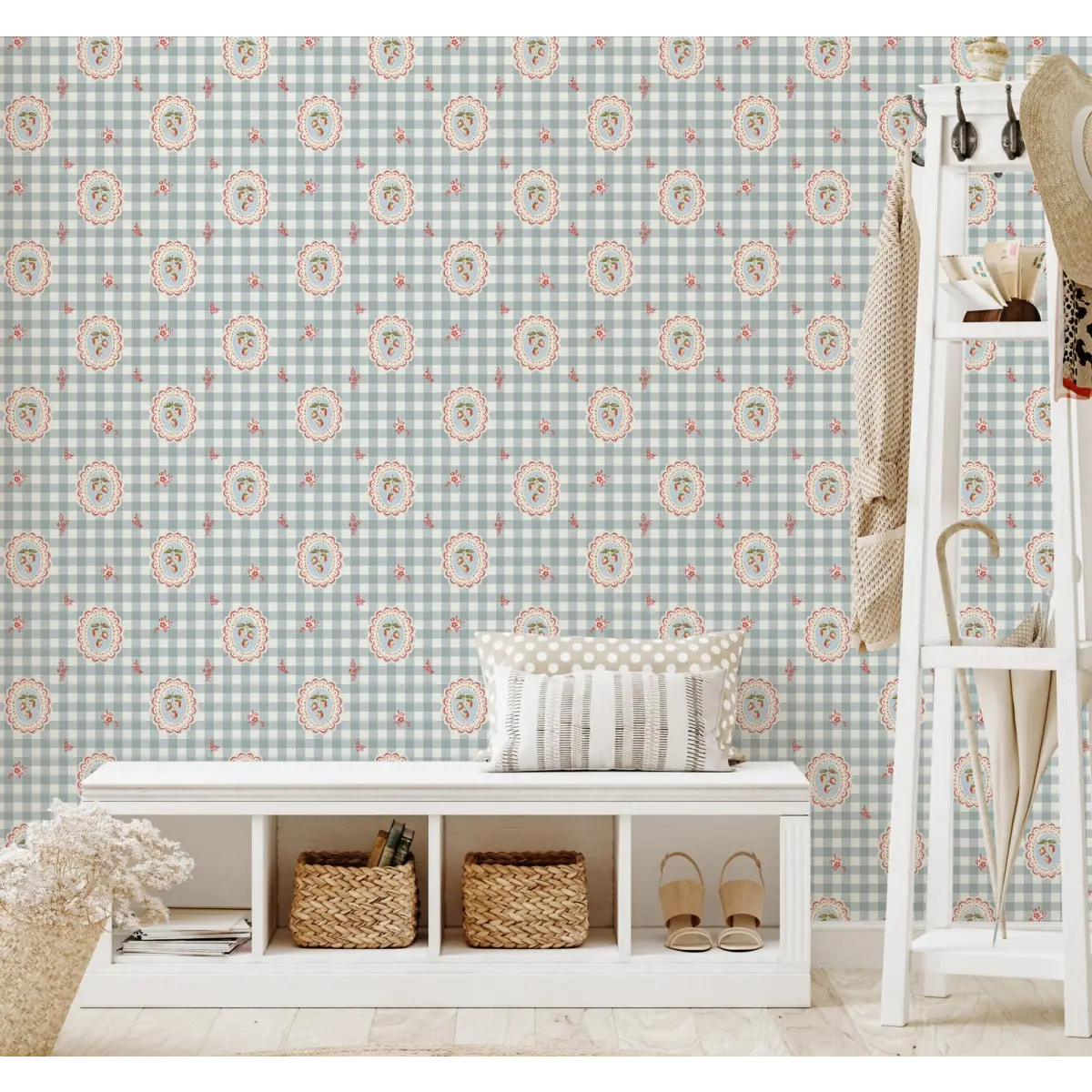 Bessie Wallpaper - Cottage Strawberries - by Annalee Beck - Loomwell Home Goods
