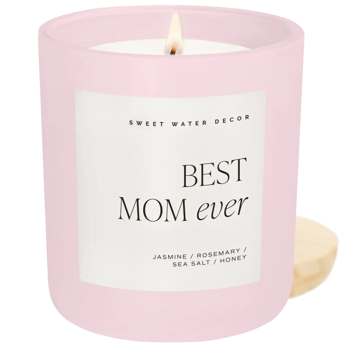 Best Mom Ever Soy Candle - Pink Matte Jar - 15 oz (Wildflowers and Salt) - Sweet Water Decor
