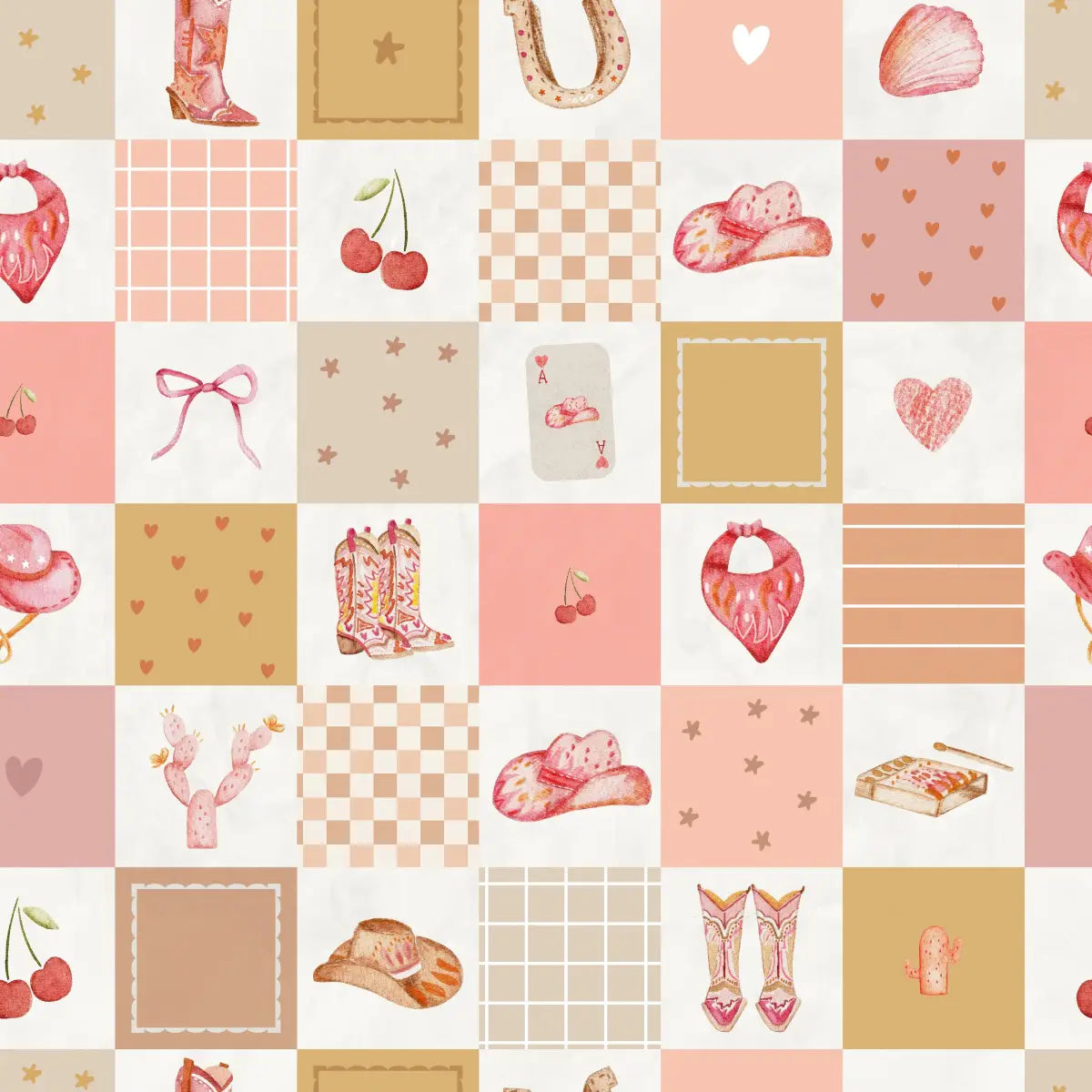 Beth Wallpaper - Cowgirl Checkerboard - by Lumelo And Ginger - Sample 1 foot by 1 foot - Loomwell Home Goods