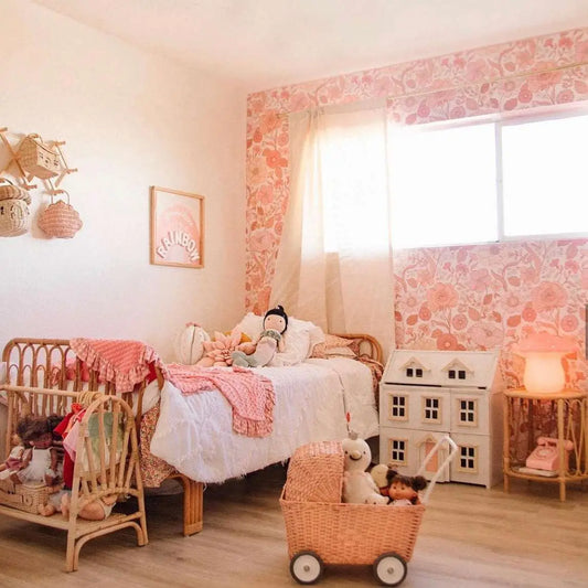 Betsy Wallpaper - Pink Flowers - Lovely People Studio - Loomwell Home Goods