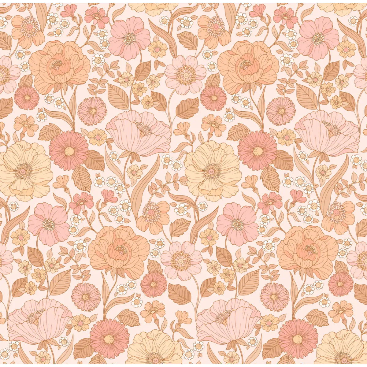 Betsy Wallpaper - Pink Flowers - Lovely People Studio - Sample 1 foot by 1 foot - Loomwell Home Goods