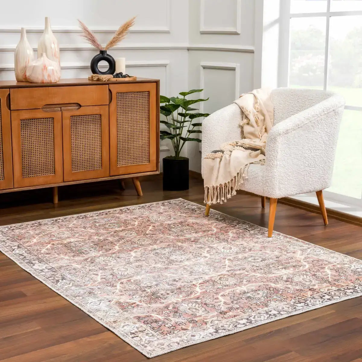 Bian Washable Distressed Rug - Boutique Rugs