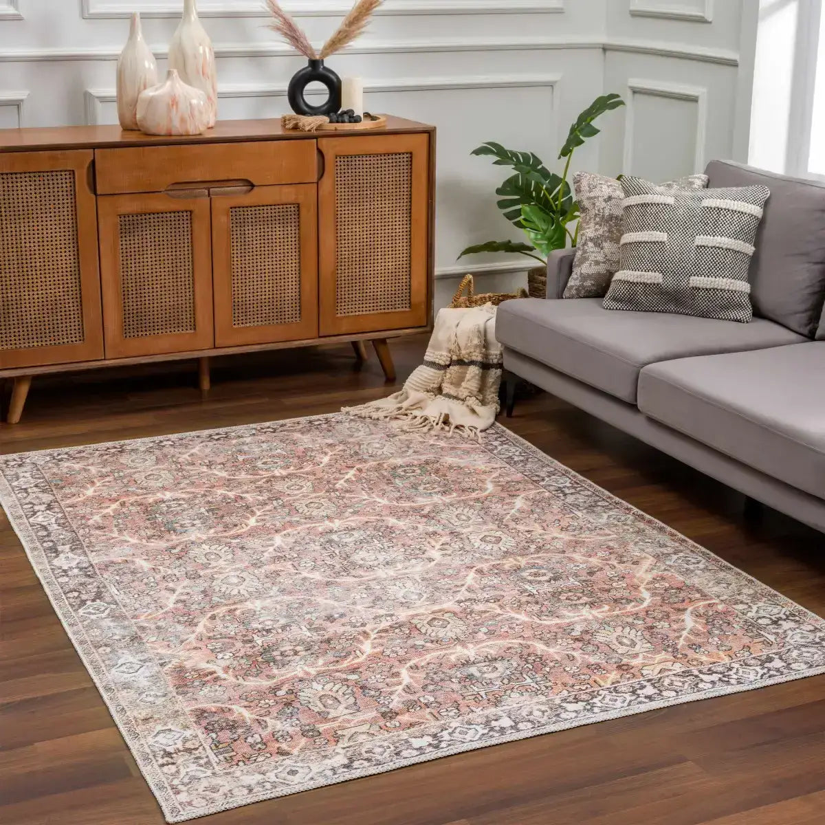 Bian Washable Distressed Rug - Boutique Rugs