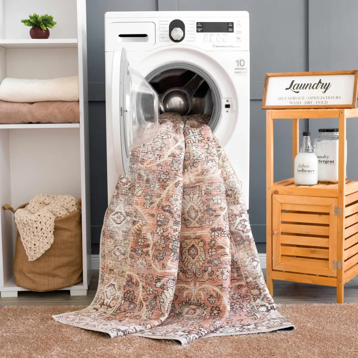 Bian Washable Distressed Rug - Boutique Rugs