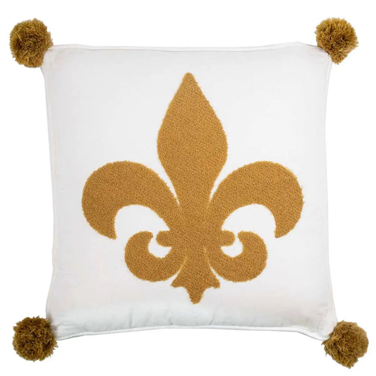 Fleur de Lis Pillow with Pom Poms - The Royal Standard