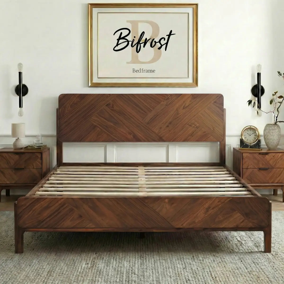 Bifrost Solid Wood Bed Frame - Walnut / King - Megsu