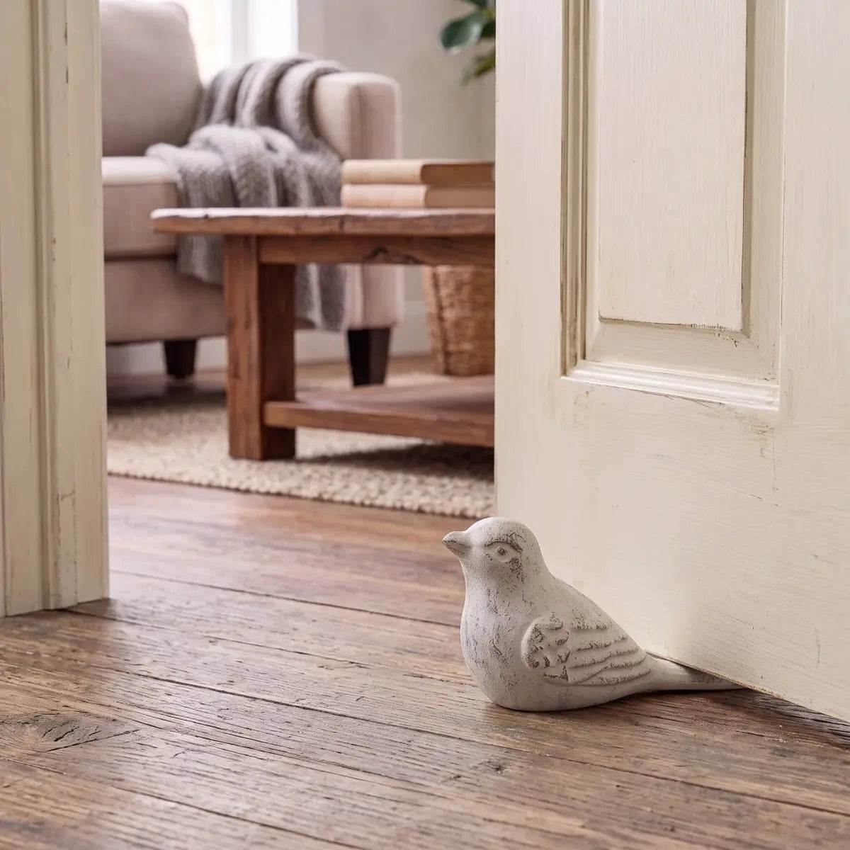 Bird Door Stop - Antique White Cast Iron - Iron & Blossom