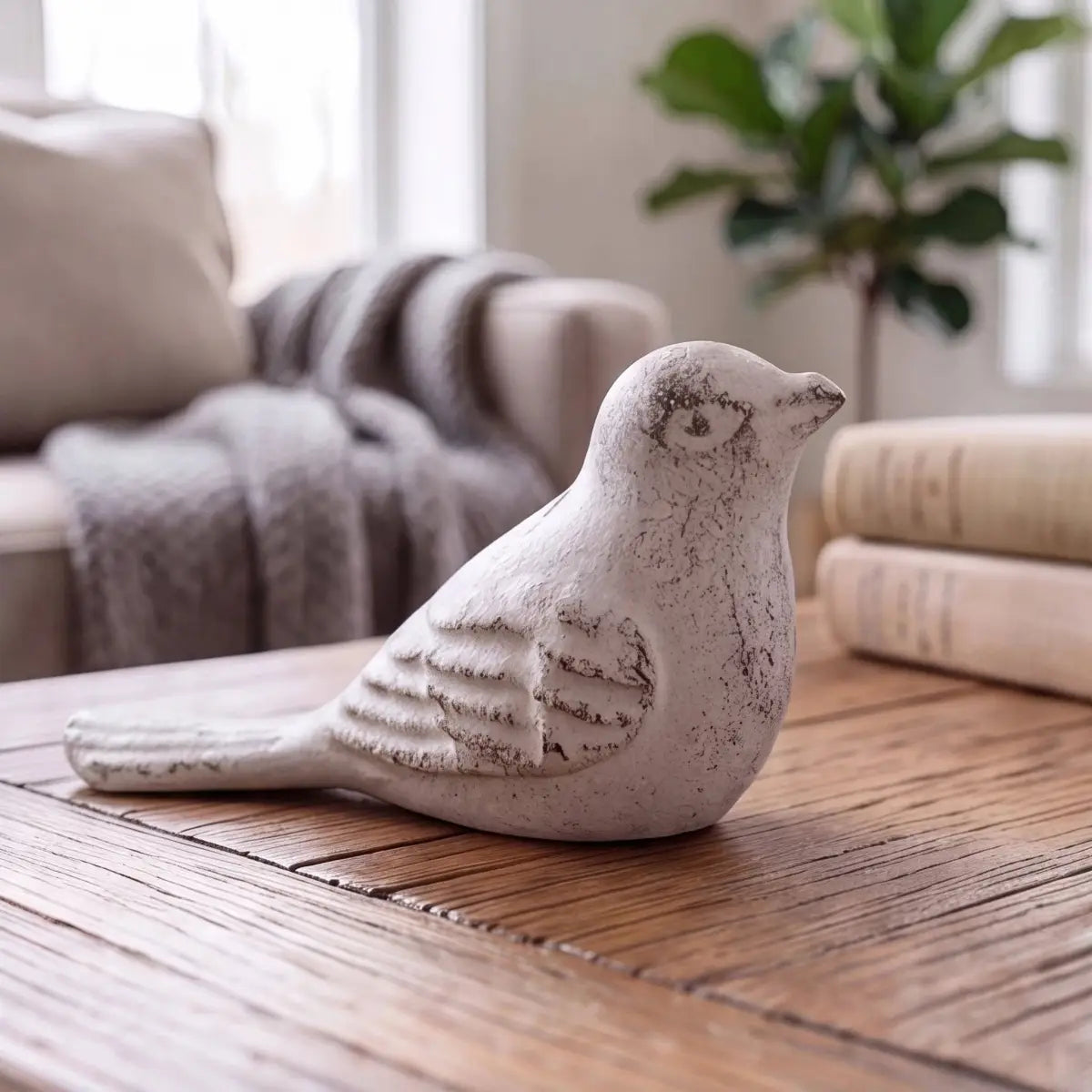 Bird Door Stop - Antique White Cast Iron - Iron & Blossom