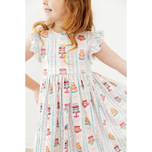 Flutter Sleeve Twirl Dress - Birthday Cakes - 6-12M - Mila & Rose ®