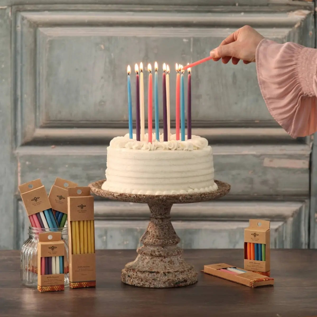 Birthday Candles 6’’ – 100% Beeswax – Hand-Dipped - Natural or Pastel - Big Dipper Wax Works