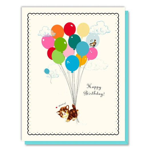 Birthday Card - Balloon Kitten - Driscoll Design
