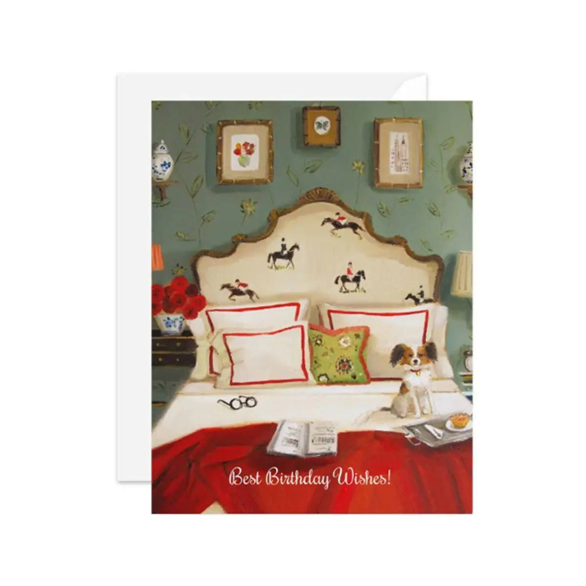 Birthday Card - Bedroom with Horses and Dog - Janet Hill - JANET HILL STUDIO