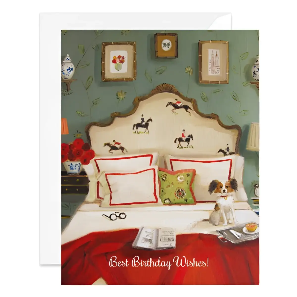 Birthday Card - Bedroom with Horses and Dog - Janet Hill - JANET HILL STUDIO