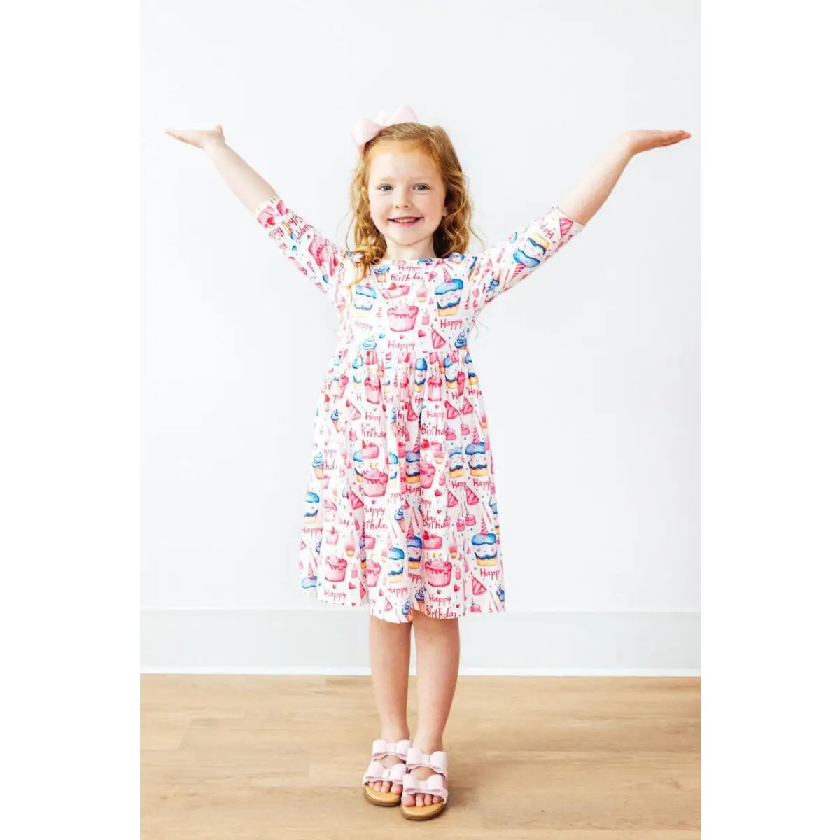 Birthday Girl 3/4 Sleeve Pocket Twirl Dress - Mila & Rose ®