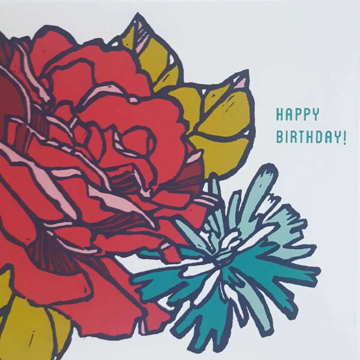 Birthday Greeting Card - Rose Floral - Little Green