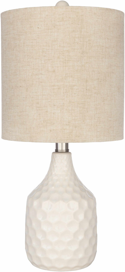 Modern Textured Ivory Ceramic Table Lamp