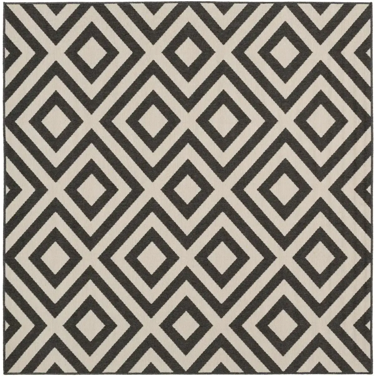 Black Beige Geometric Outdoor Rug - * 7’3’’ Square - Boutique Rugs