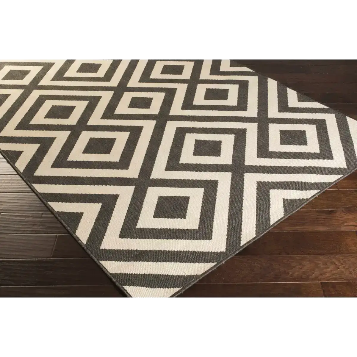 Black Beige Geometric Outdoor Rug - Boutique Rugs