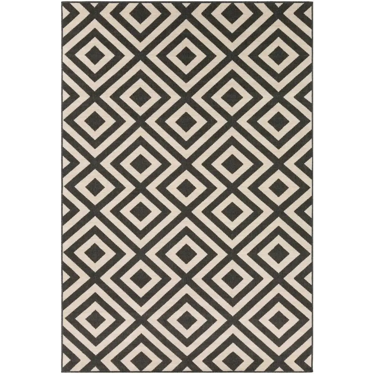 Black Beige Geometric Outdoor Rug - Boutique Rugs