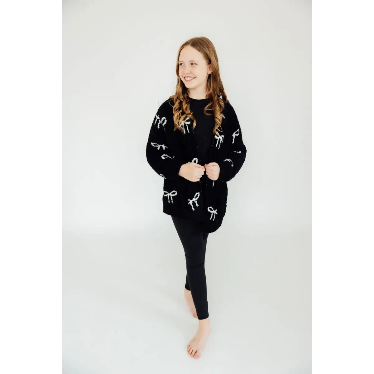 Cozy Cardigan - Black with Bows - Mila & Rose ®