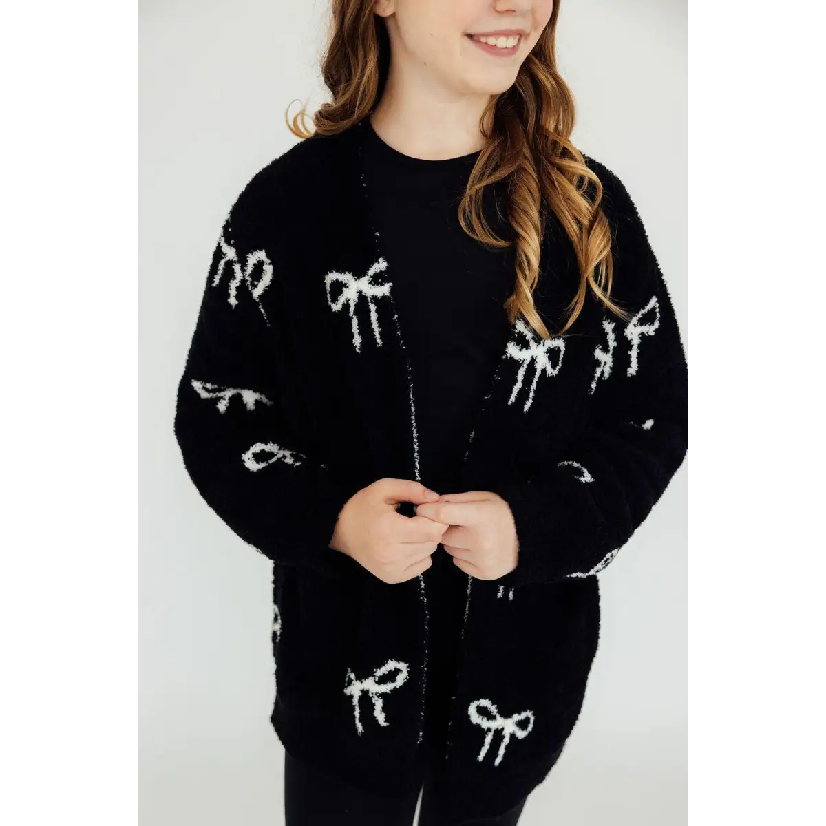Cozy Cardigan - Black with Bows - Mila & Rose ®