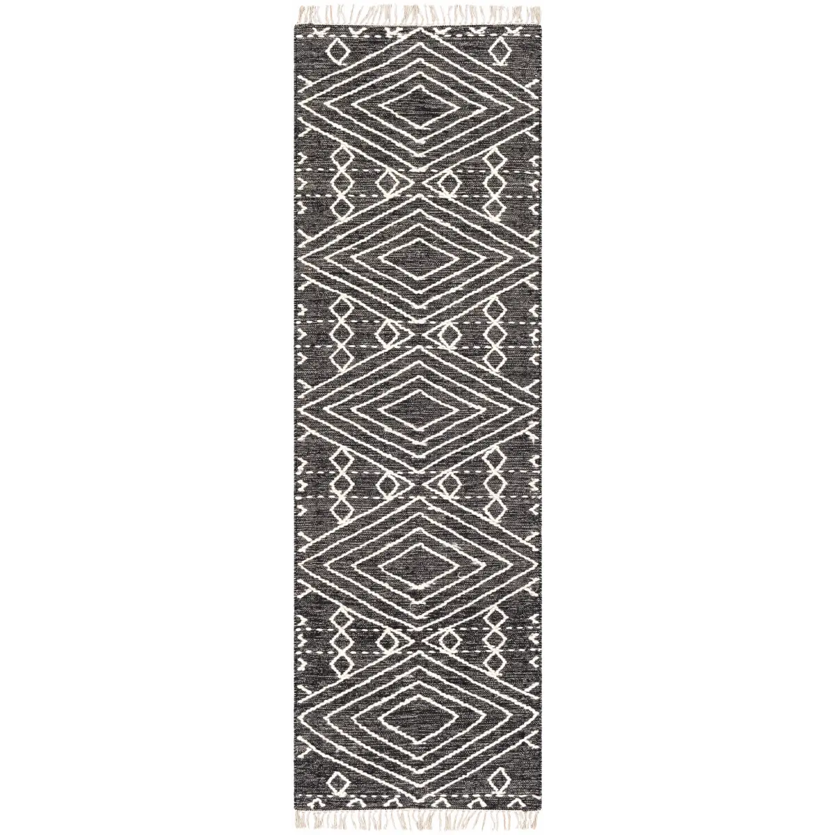 Black Cream Diamond Area Rug - 2’6’’ x 8’ Runner - Boutique Rugs