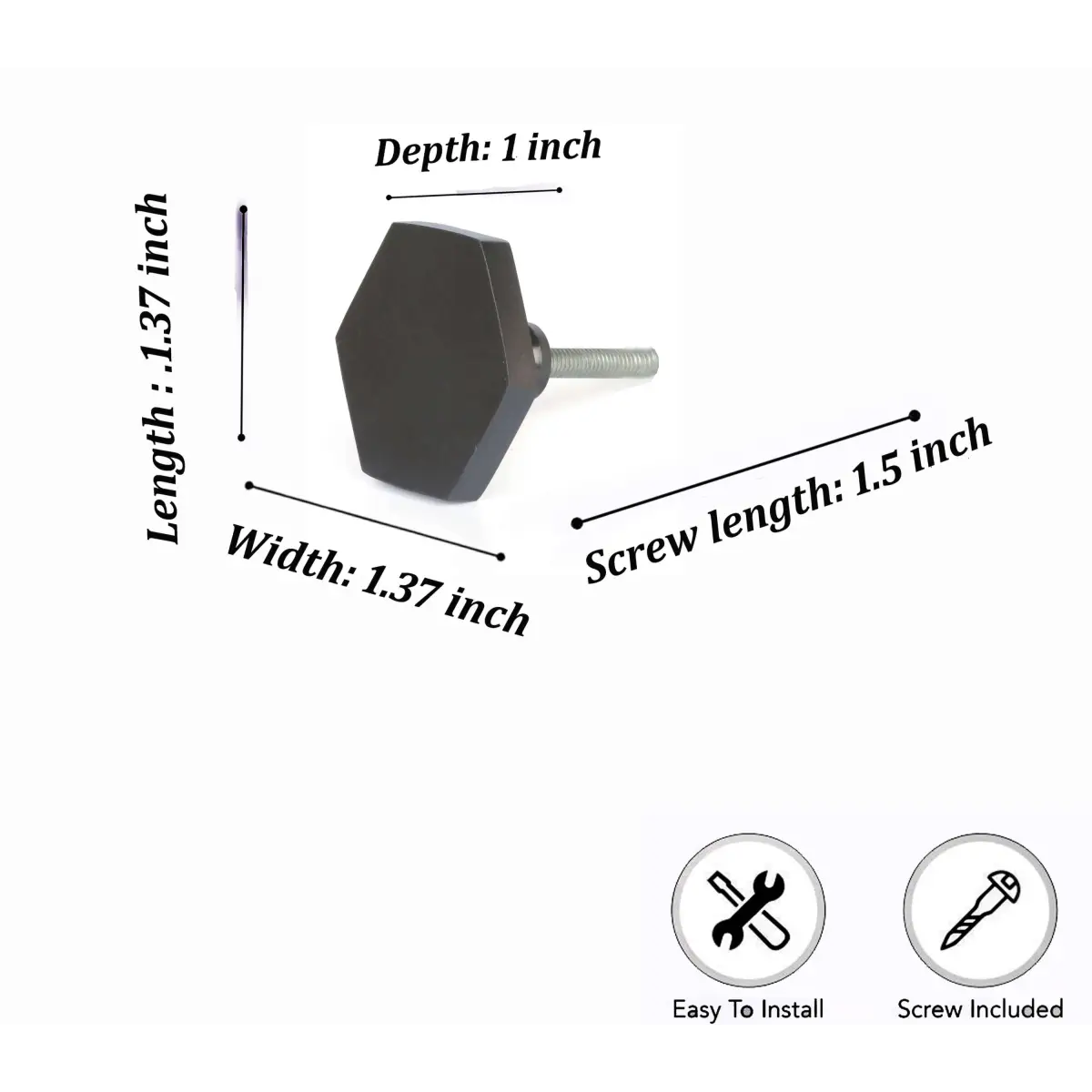 Black Hexagon Knob (each) - Perilla Home