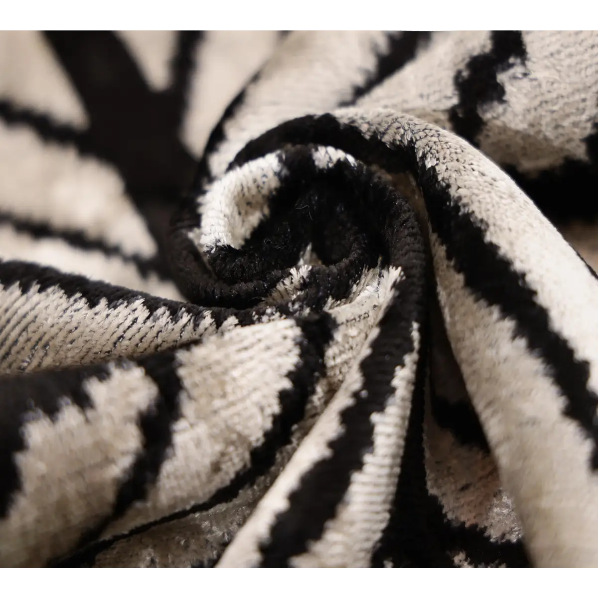 Black & Ivory Chevron Silk Velvet Pillow 16x16 Handmade Luxury Cushion - Canvello