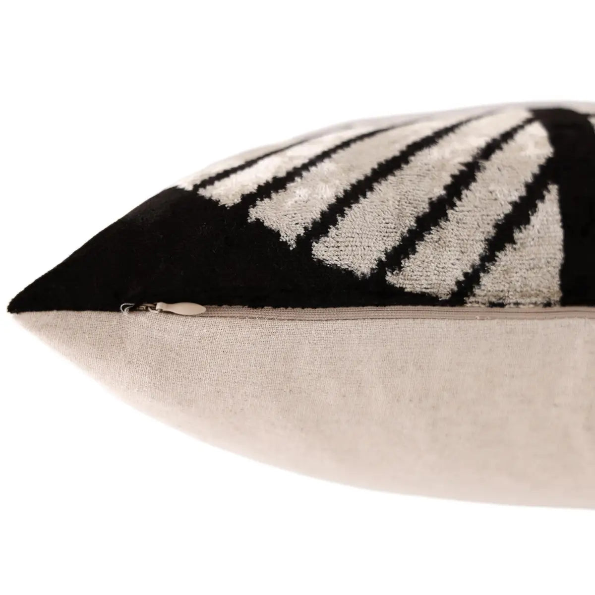 Black & Ivory Chevron Silk Velvet Pillow 16x16 Handmade Luxury Cushion - Canvello