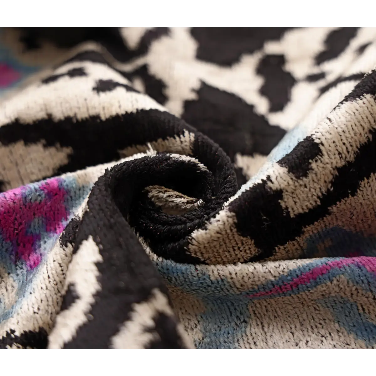 Black & Ivory Geometric Silk Velvet Throw Pillow - 20x20 Inch - Canvello
