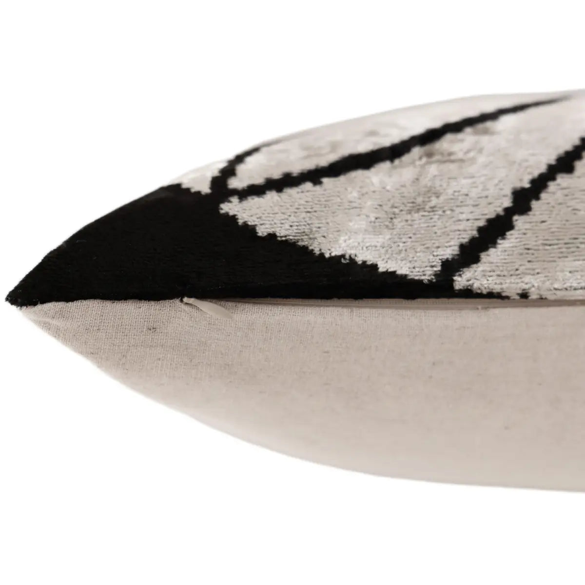 Black & Ivory Petal Silk Velvet Pillow 16x16 Handmade Luxury Cushion - Canvello
