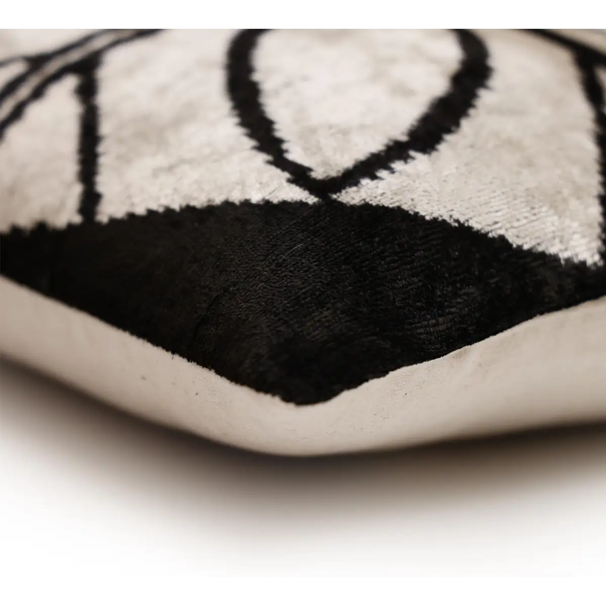 Black & Ivory Petal Silk Velvet Pillow 16x16 Handmade Luxury Cushion - Canvello