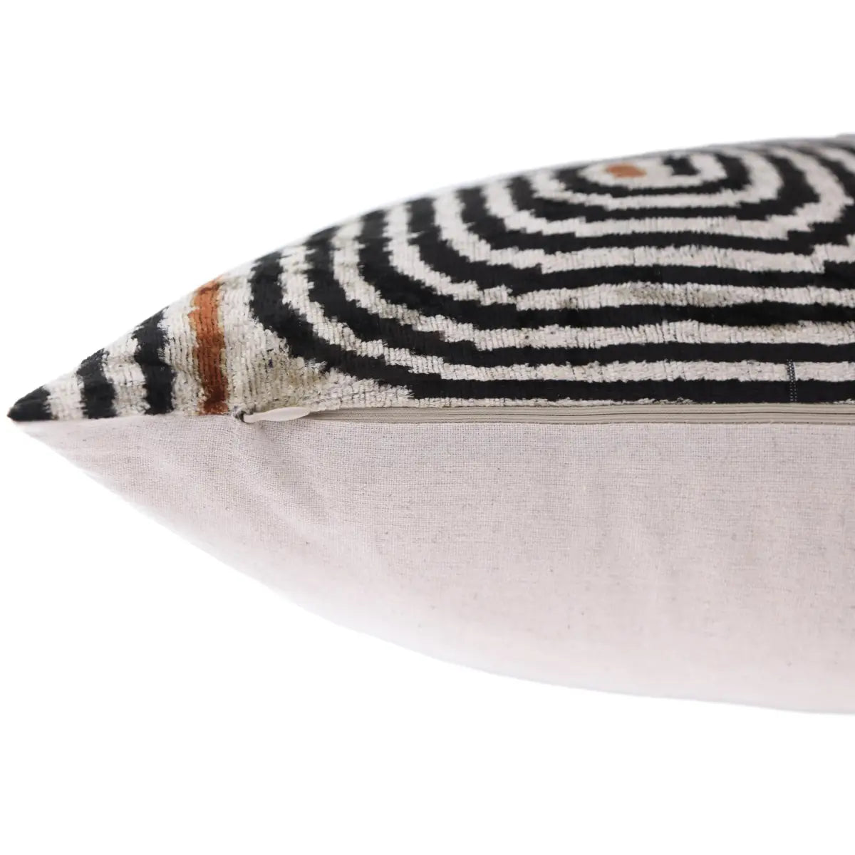 Black Ivory Rust Geometric Silk Velvet Lumbar Pillow – 16x24 Handmade Luxury Cushion - Canvello