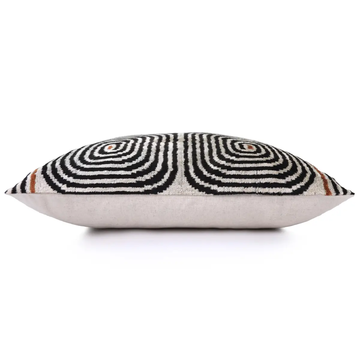 Black Ivory Rust Geometric Silk Velvet Lumbar Pillow – 16x24 Handmade Luxury Cushion - Canvello
