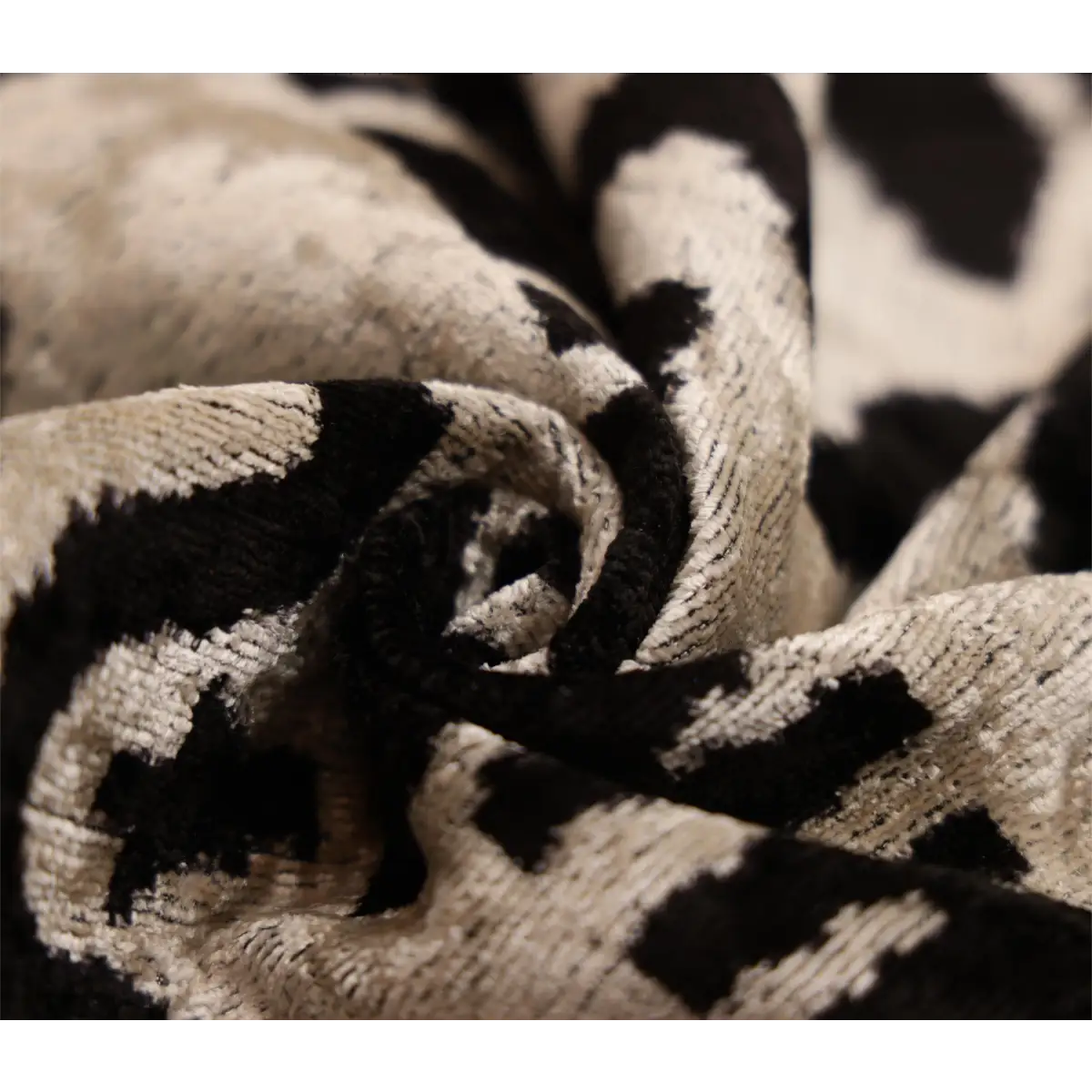 Black & Ivory Tribal Silk Velvet Pillow 16x16 Handmade Luxury Cushion - Canvello
