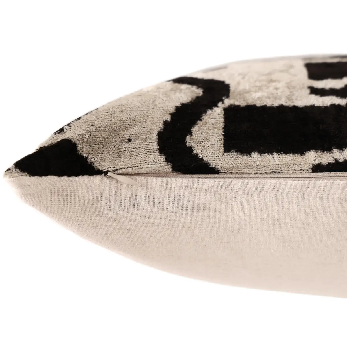 Black & Ivory Tribal Silk Velvet Pillow 16x16 Handmade Luxury Cushion - Canvello