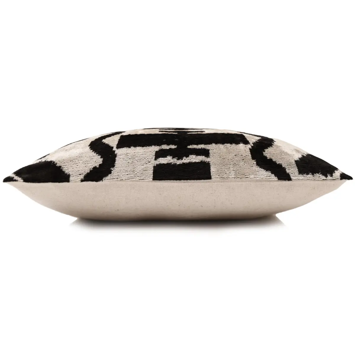 Black & Ivory Tribal Silk Velvet Pillow 16x16 Handmade Luxury Cushion - Canvello