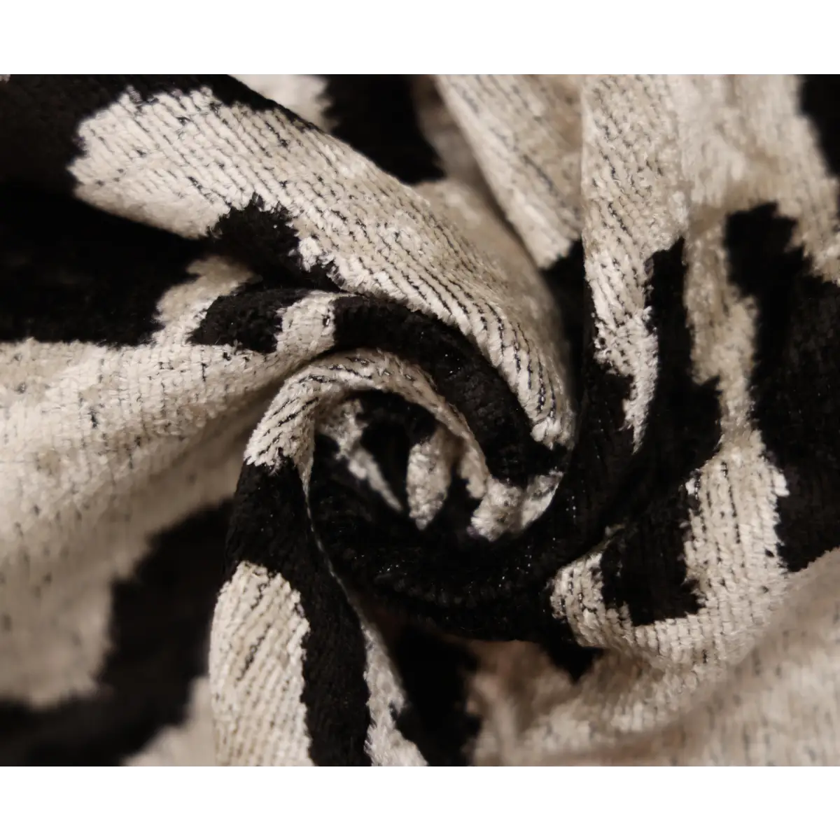 Black & Ivory Tribal Silk Velvet Pillow 16x16 Handmade Luxury Cushion - Canvello