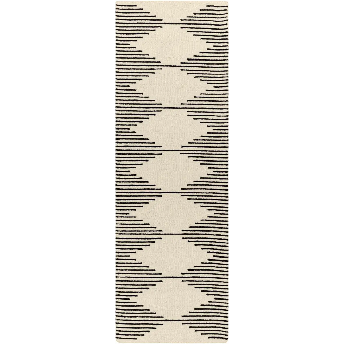 Black Modern Hand Tufted Wool Rug - 2’6’’ x 8’ Runner - Boutique Rugs