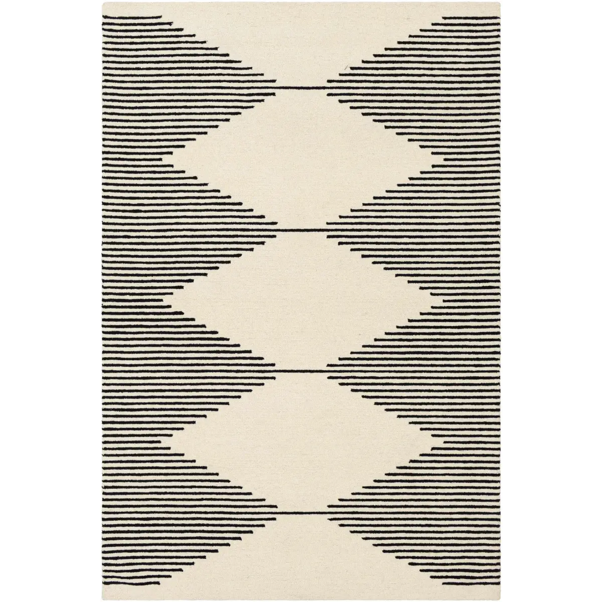 Black Modern Hand Tufted Wool Rug - 5’ x 7’6’’ Rectangle - Boutique Rugs