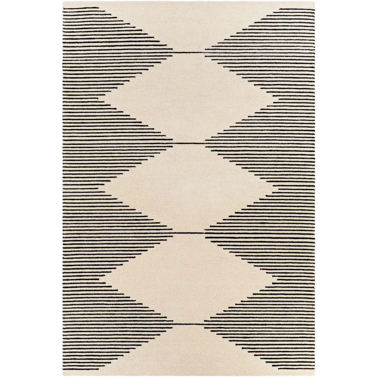Black Modern Hand Tufted Wool Rug - 6’ x 9’ Rectangle - Boutique Rugs