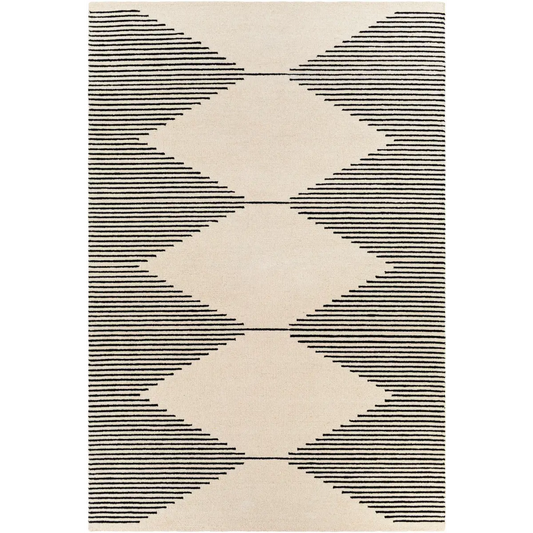 Black Modern Hand Tufted Wool Rug - 6’ x 9’ Rectangle - Boutique Rugs